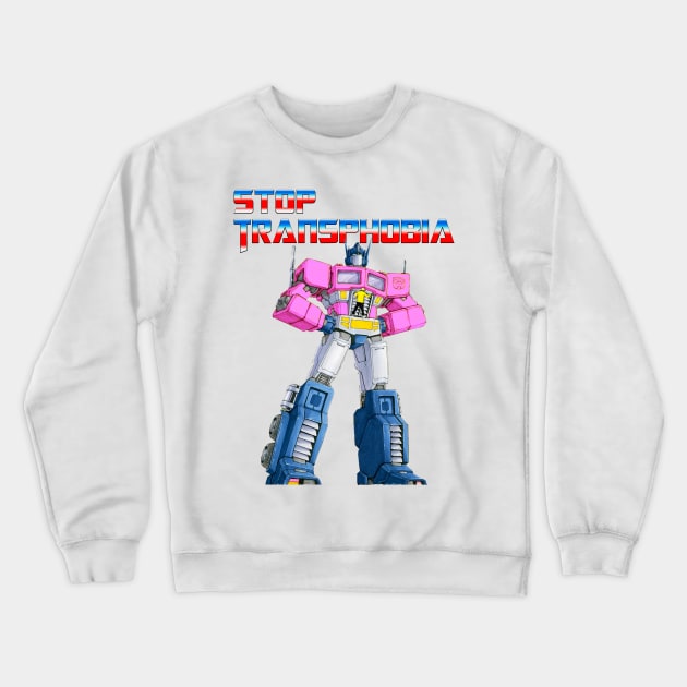 Stop Transphobia Transformers Crewneck Sweatshirt by TrikoNovelty